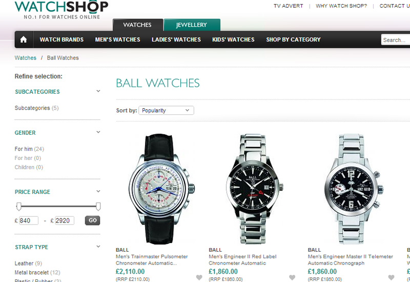 Watch shop website sale